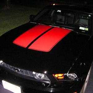 Graphics Express hood bulge stripe kit took me 2 hours to install. This pattern was inspired by the 2010 Comaro.