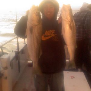 15 and 12lb striper, I caught seven that day
