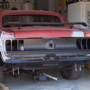 A little more welding to the l/s quarter skin, & fitted the new dual exhaust GT rear valance.