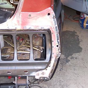 Welded rear section of r/s quarter skin.