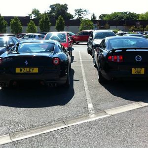 the ferrari owner wanted to play with my mustang n he let me play with the ferrari