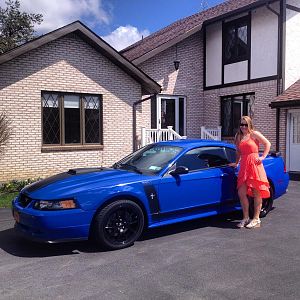 Me before taking the Mach 1 to a bridal shower on Sunday.  I drove stick in those shoes! hahaha