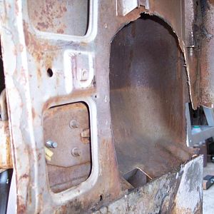 6/25/16 I cut out the rusted area around the fresh air vent opening.