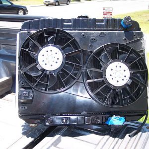 6/24/17 Ford Contour dual electric cooling fan mounted on the 24" radiator.