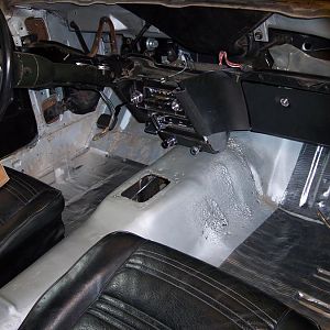 11/11/17 Applied the Fat Mat sound barrier in front & in the rear of the seats & on the r/s toe board.