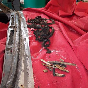 5/12/18 The sealer that was under the front windshield, & pieces of the old vinyl top.
