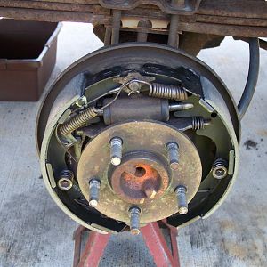 7/14/18 New rear brake shoes & l/s rear wheel cylinder, & l/s rear brake line.