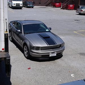This is Buddy hanging out with the trucks at work after getting some new turn signals. awesome picture right here. Probably my favorite look at the co